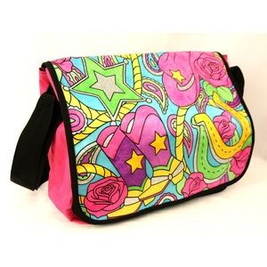 Colorful Western Boots Roses Print Messenger Bag